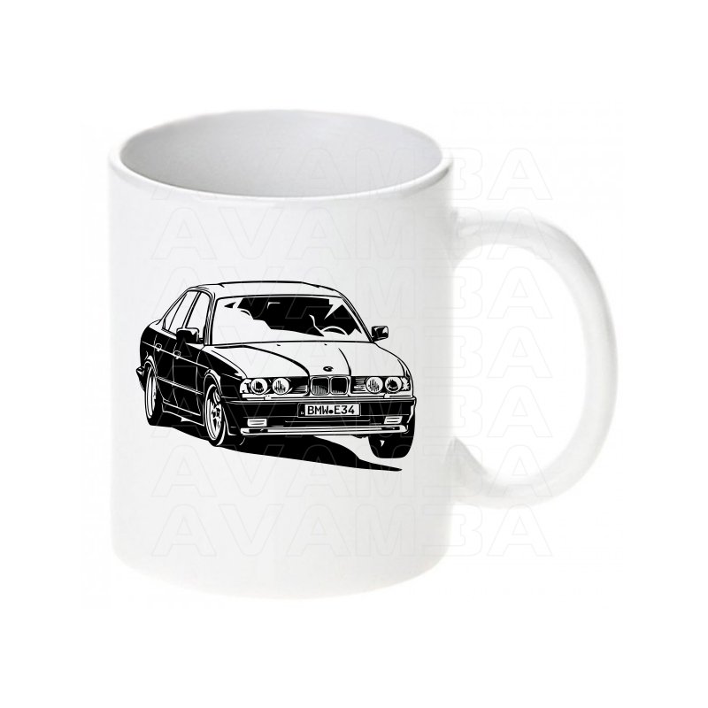 BMW 5er E34 520i 530i 540i M5 Frontview Tasse / Keramikbecher m. Auf