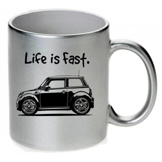 BMW Mini Life is fast Tasse / Keramikbecher m. Aufdruck