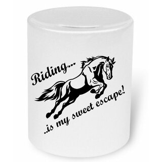 Riding is my sweet escape. Moneybox / Spardose mit Aufdruck