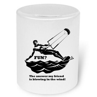 Kitesurfing Blowing in the wind  Moneybox / Spardose mit Aufdruck